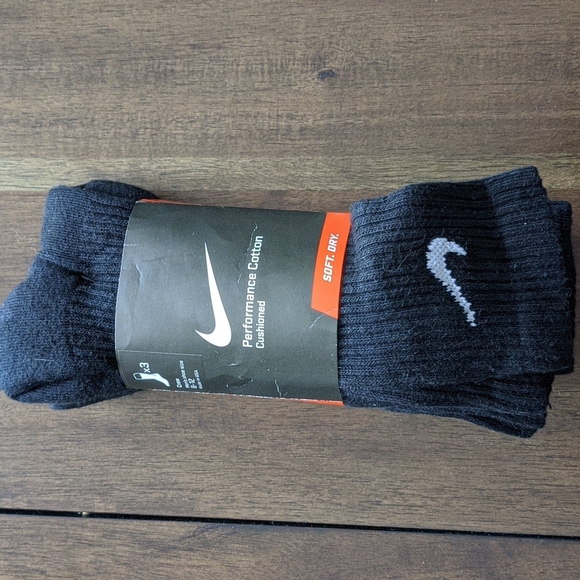 Nike Other - Nike black performance cotton cushioned socks size L